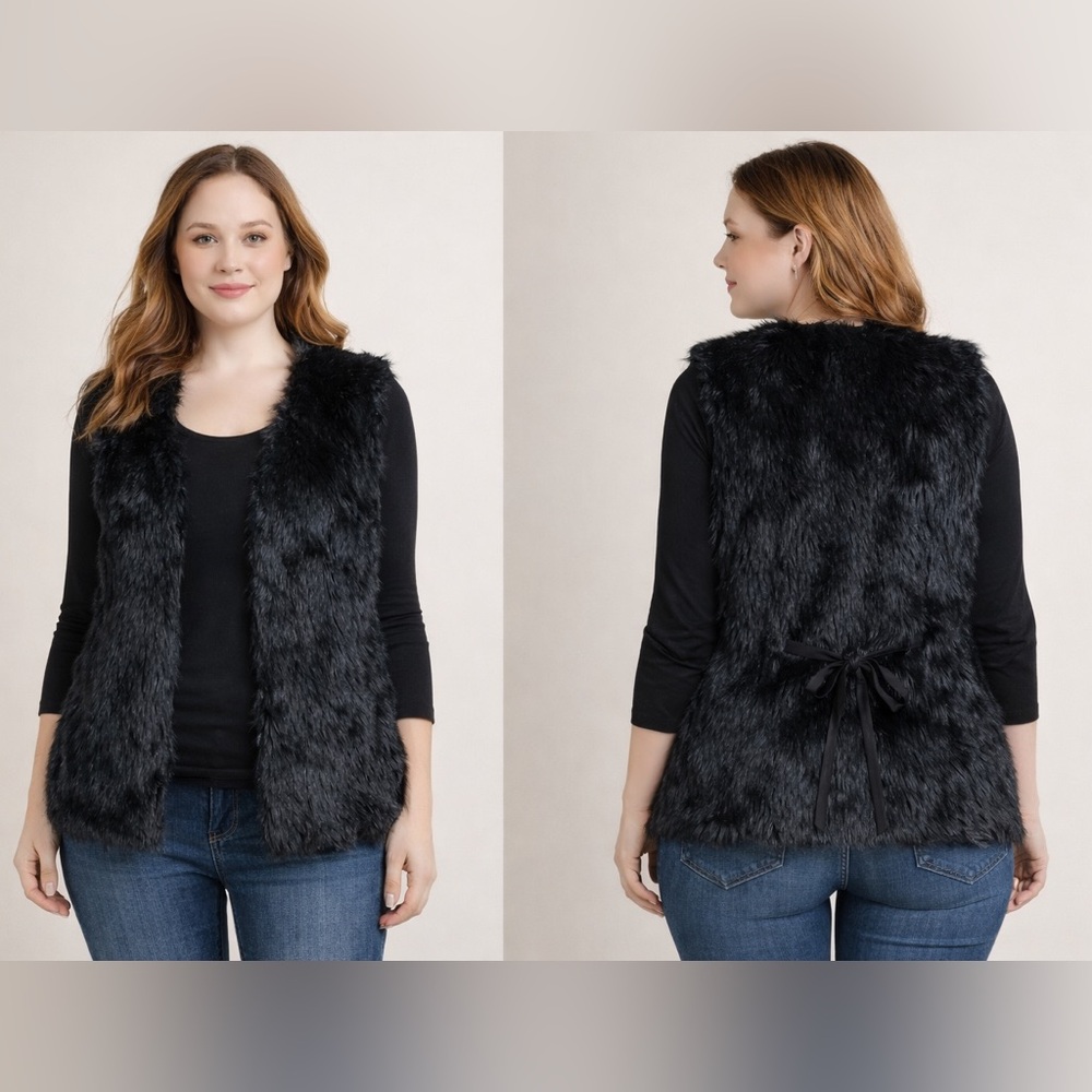 Love Tree Black Faux Fur Vest